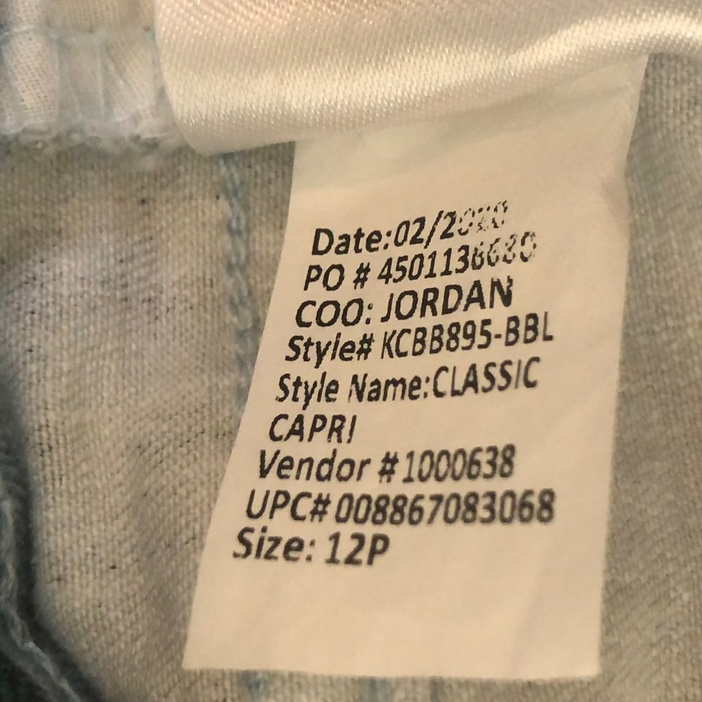 Code Bleu Size 12 Petite Blue Tropical Print Classic Capri - Picture 10 of 12
